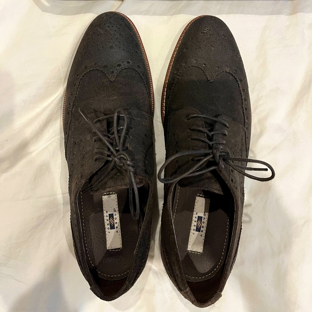 Joseph Abboud Men’s Brown Leather Wingtip Oxford Shoes, Size 9M